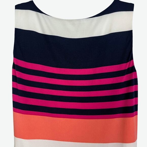JESSICA HOWARD Stripe Navy Blue Pink Sleeveless Maxi Jersey Knit Stretch Dress S - Picture 12 of 16